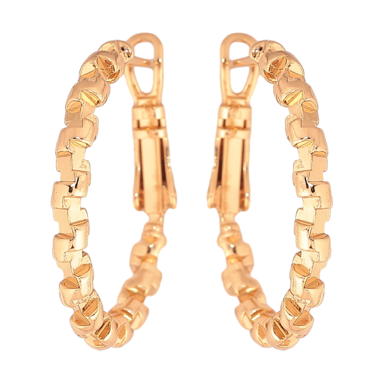 Сережки Xuping колір позолота 18K кільця (конго) декоративний візерунок ø 2.5см фото №4