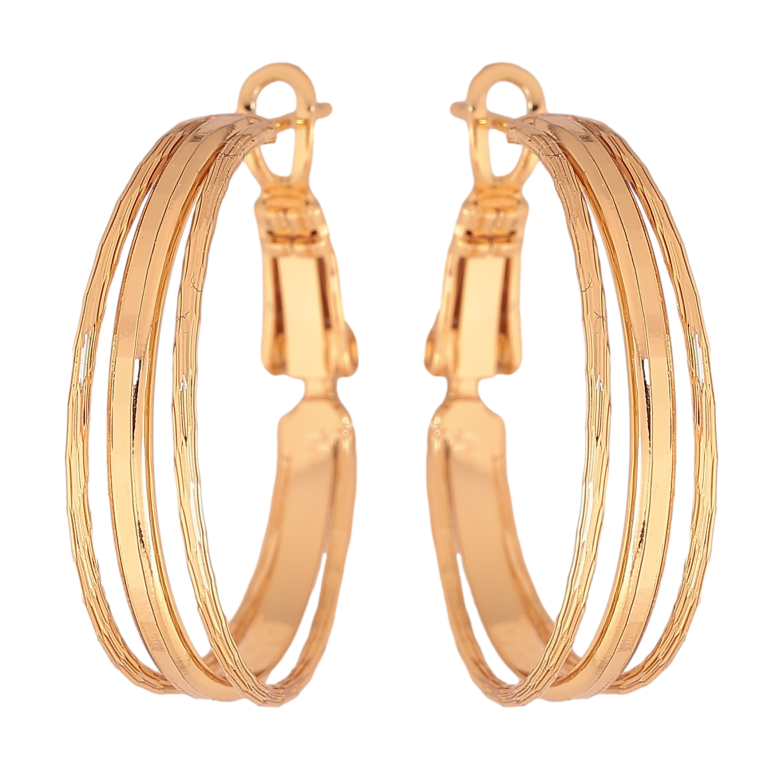 Сережки Xuping колір позолота 18K кільця (конго) декоративний візерунок ø 2.5см фото №1