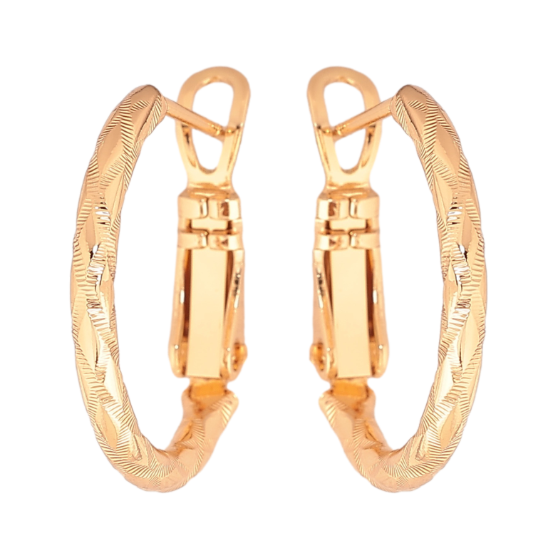 Сережки Xuping колір позолота 18K кільця (конго) декоративний візерунок ø 2см фото №2