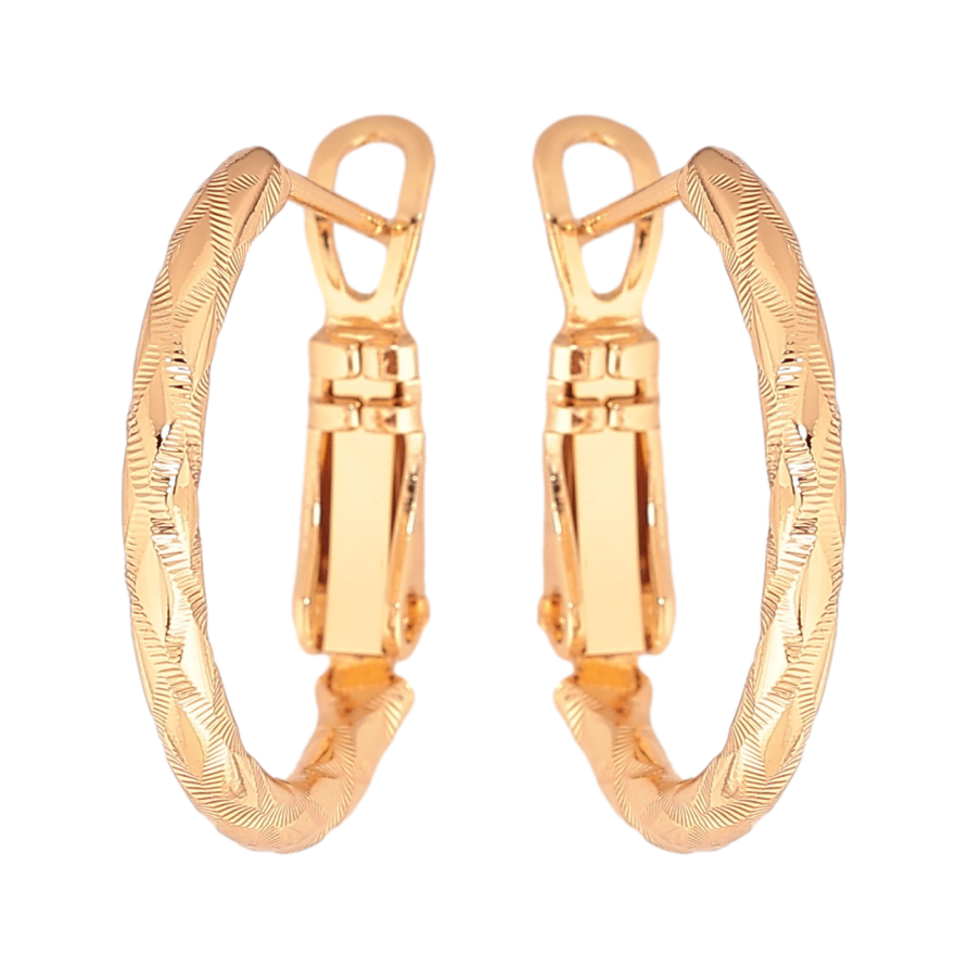 Сережки Xuping колір позолота 18K кільця (конго) декоративний візерунок ø 2см фото №1