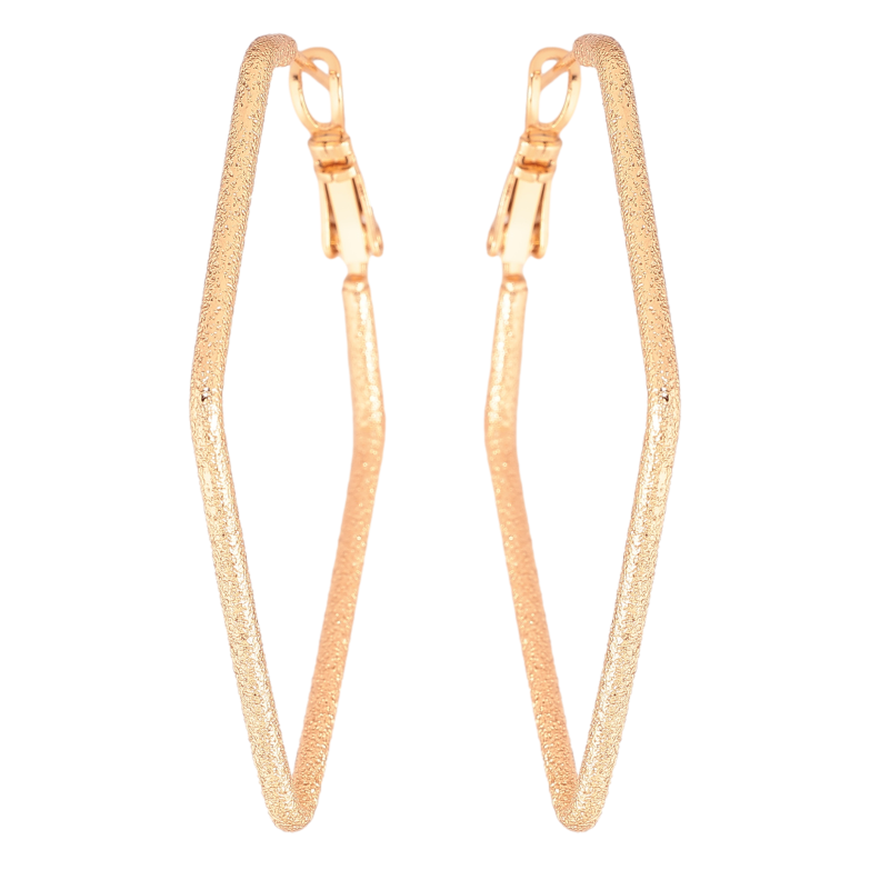 Сережки Xuping колір позолота 18K італійський замок ромби з шагренню фото №1 Сережки Xuping колір позолота 18K італійський замок ромби з шагренню фото №1