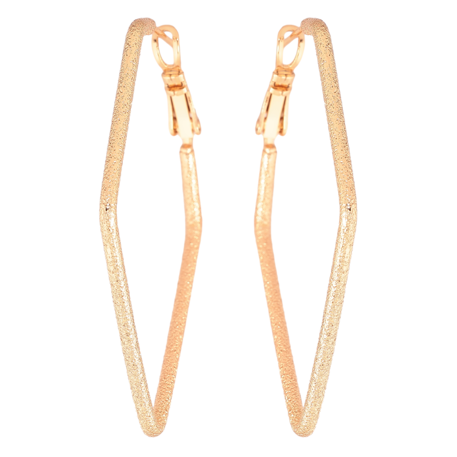 Сережки Xuping колір позолота 18K італійський замок ромби з шагренню фото №1 Сережки Xuping колір позолота 18K італійський замок ромби з шагренню фото №1