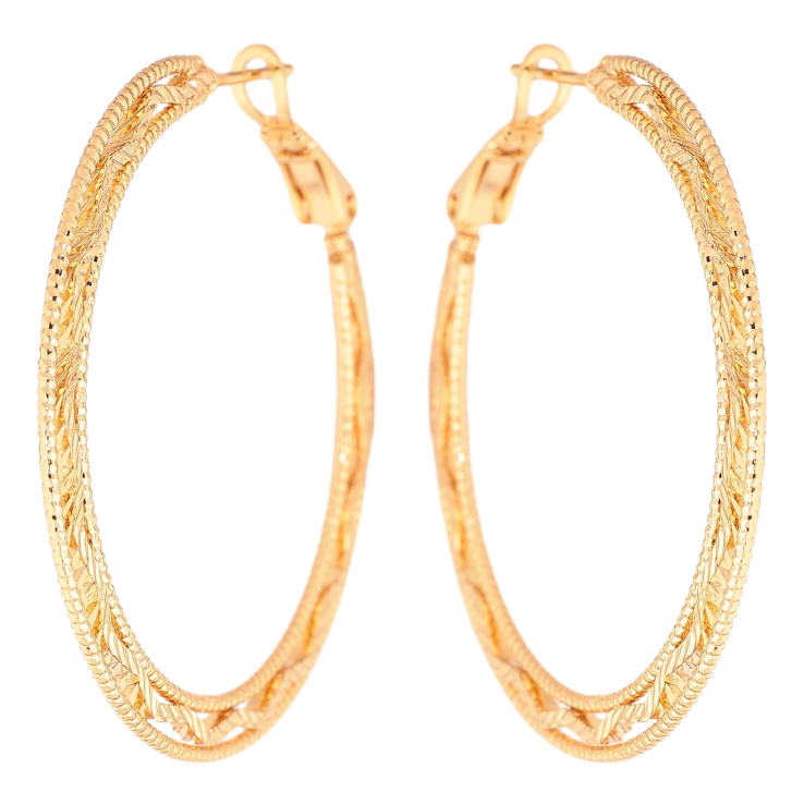 Сережки Xuping колір позолота 18K кільця (конго) декоративний візерунок ø 4см фото №24