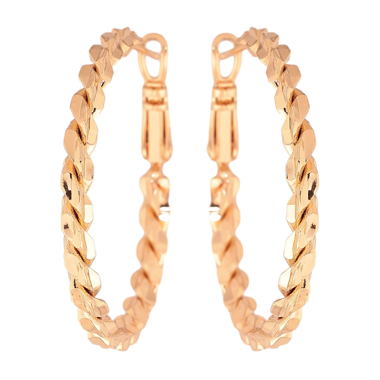 Сережки Xuping колір позолота 18K кільця (конго) декоративний візерунок ø 3.5см фото №1