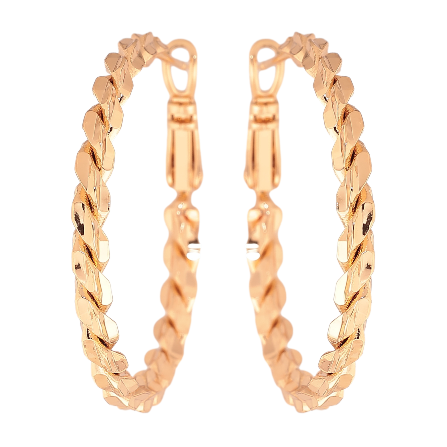 Сережки Xuping колір позолота 18K кільця (конго) декоративний візерунок ø 3.5см фото №1