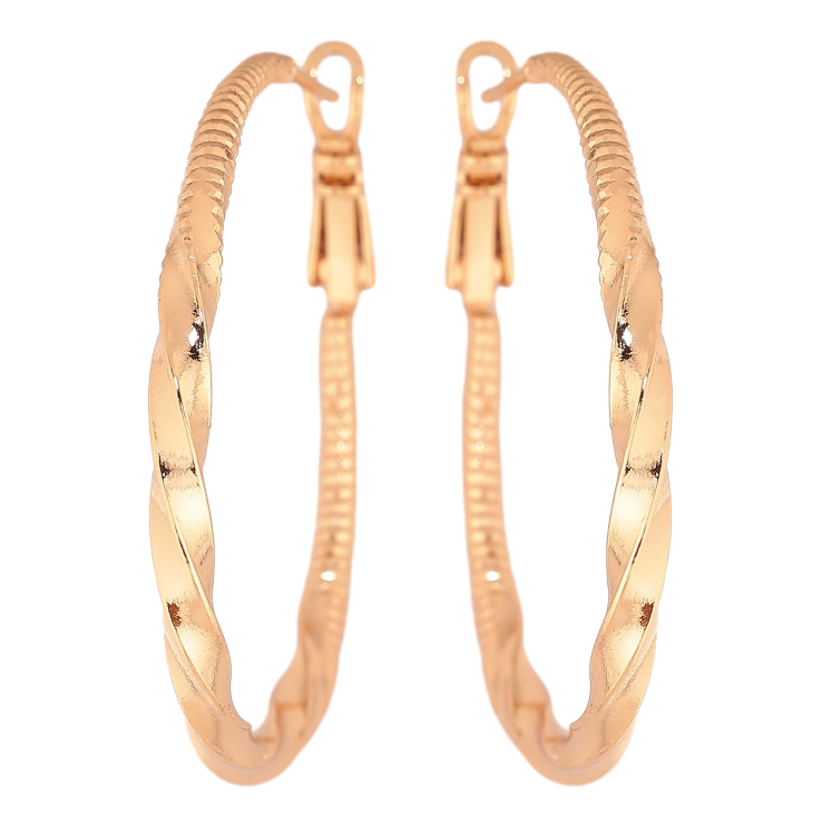 Сережки Xuping колір позолота 18K кільця (конго) декоративний візерунок ø 4см фото №6