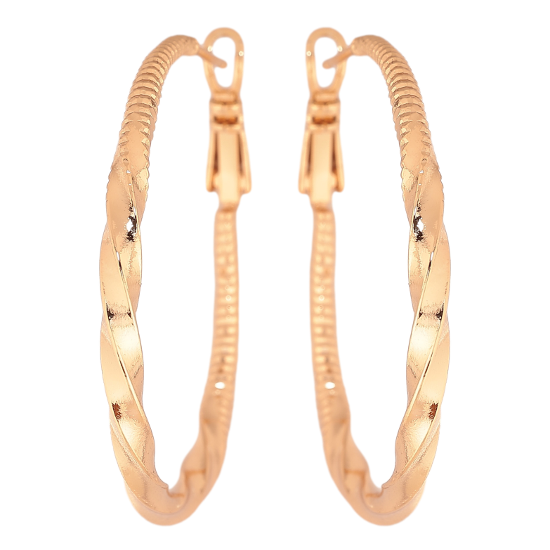 Сережки Xuping колір позолота 18K кільця (конго) декоративний візерунок ø 4см фото №2