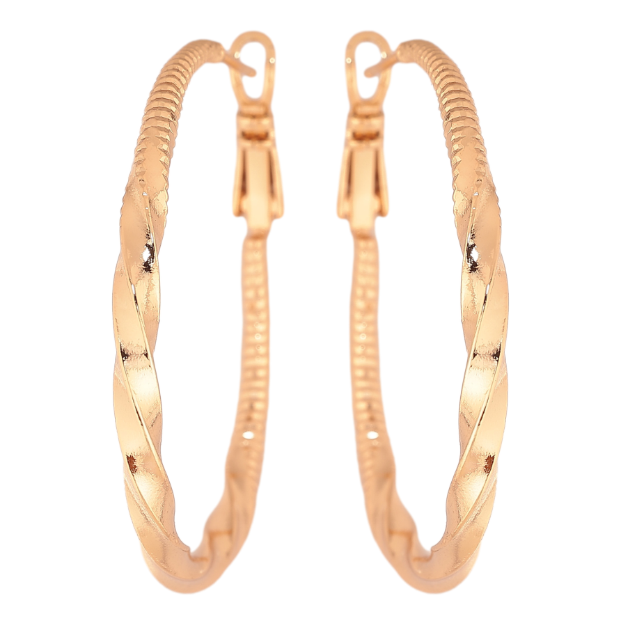 Сережки Xuping колір позолота 18K кільця (конго) декоративний візерунок ø 4см фото №1