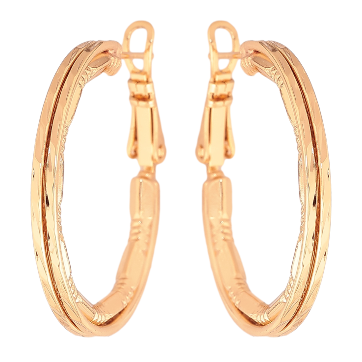 Сережки Xuping колір позолота 18K кільця (конго) декоративний візерунок ø 3см фото №9