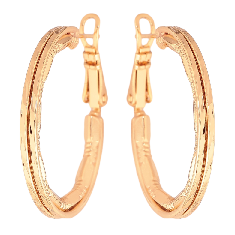 Сережки Xuping колір позолота 18K кільця (конго) декоративний візерунок ø 3см фото №6