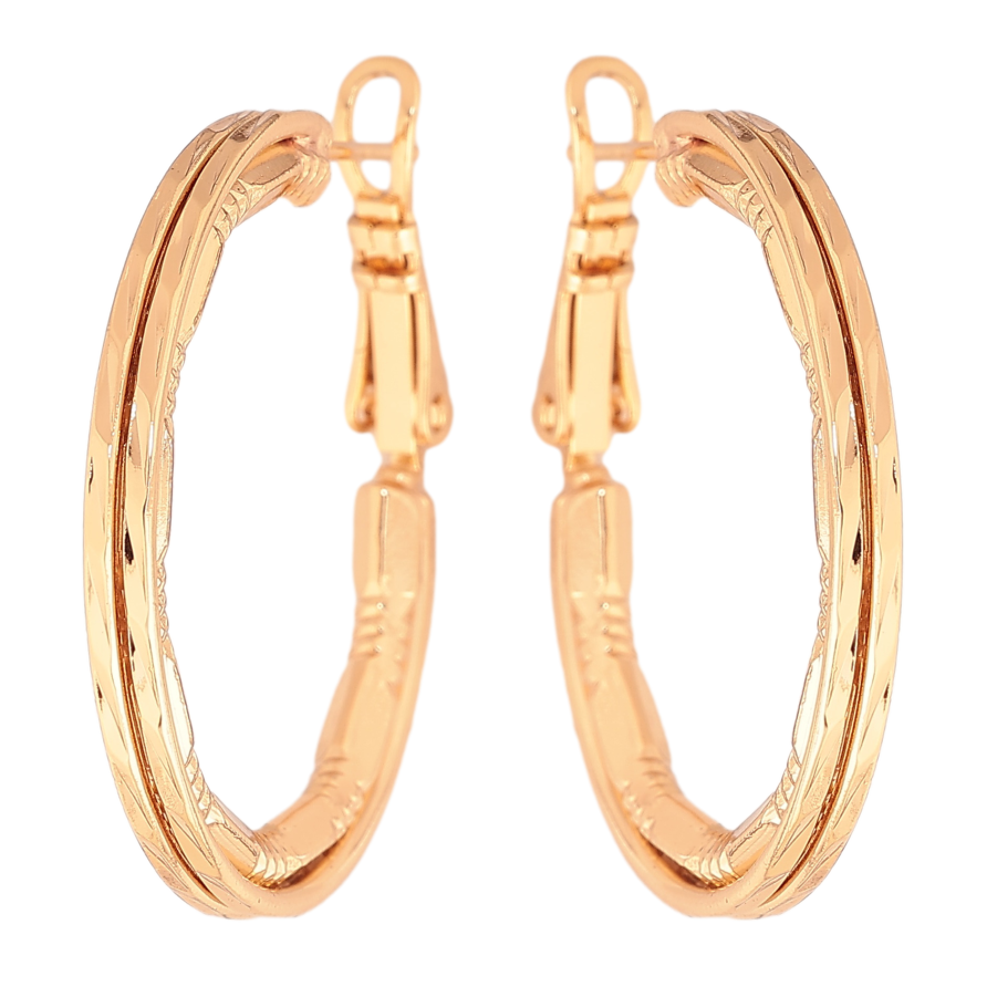 Сережки Xuping колір позолота 18K кільця (конго) декоративний візерунок ø 3см фото №1