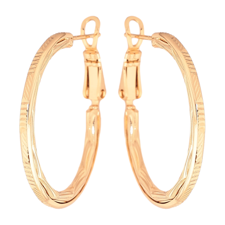 Сережки Xuping колір позолота 18K кільця (конго) декоративний візерунок ø 3см фото №1