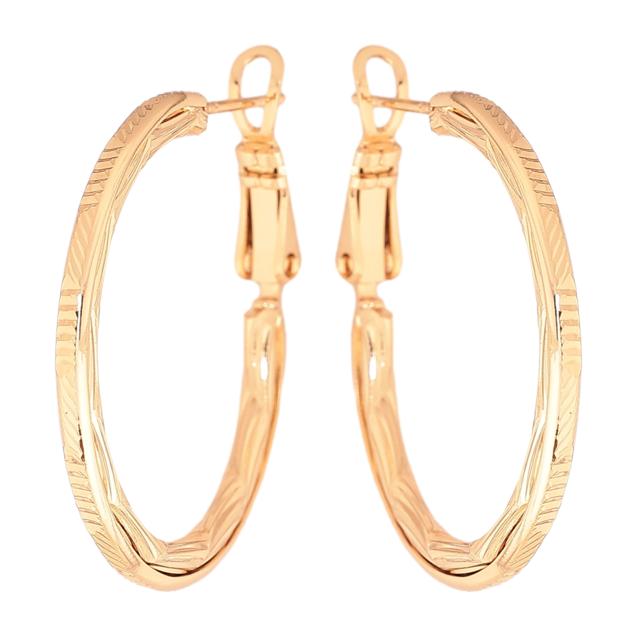 Сережки Xuping колір позолота 18K кільця (конго) декоративний візерунок ø 3см фото №1