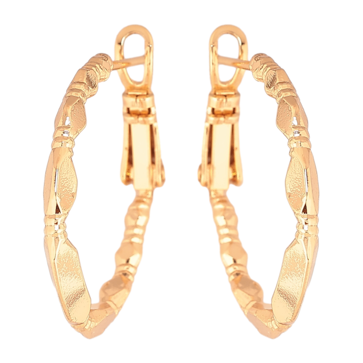 Сережки Xuping колір позолота 18K кільця (конго) декоративний візерунок ø 2.5см фото №6