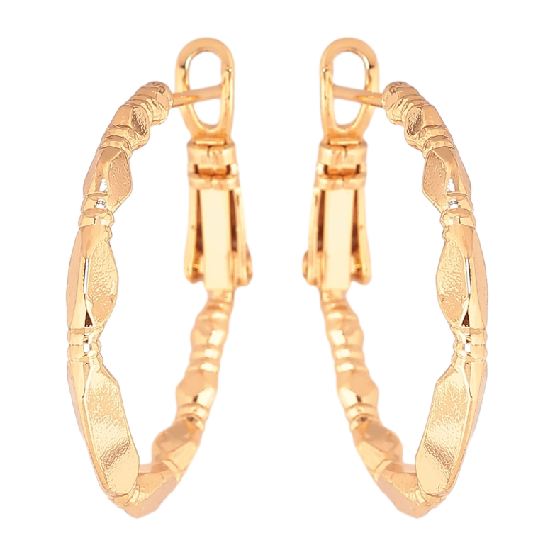 Сережки Xuping колір позолота 18K кільця (конго) декоративний візерунок ø 2.5см фото №1