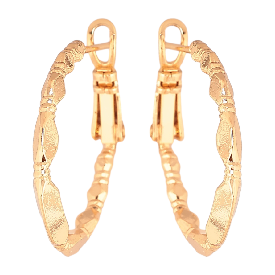 Сережки Xuping колір позолота 18K кільця (конго) декоративний візерунок ø 2.5см фото №1