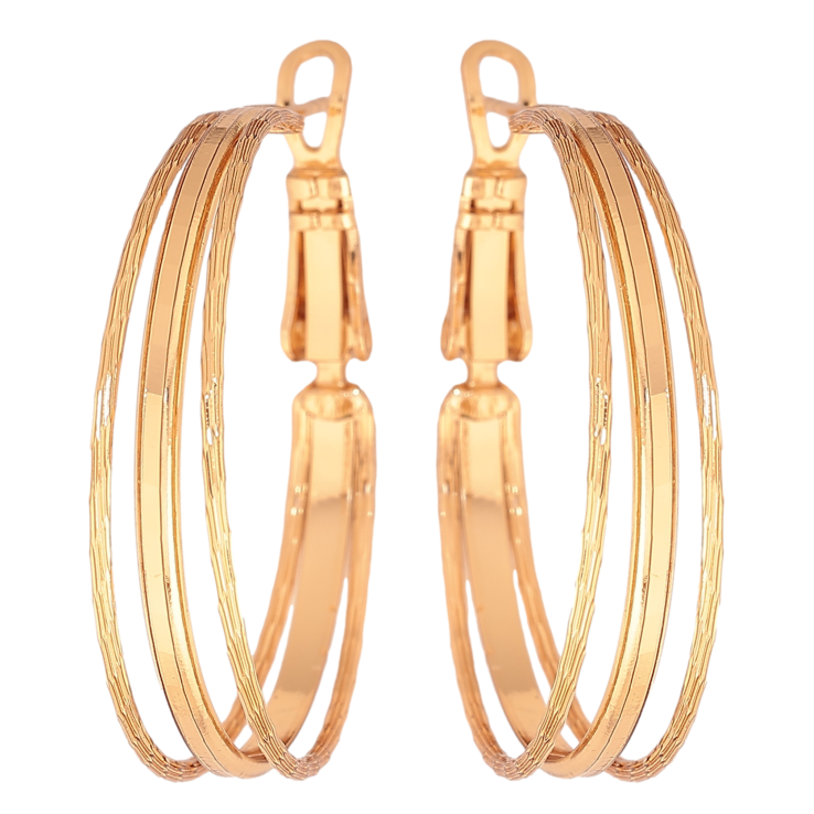 Сережки Xuping колір позолота 18K кільця (конго) декоративний візерунок ø 3см фото №19