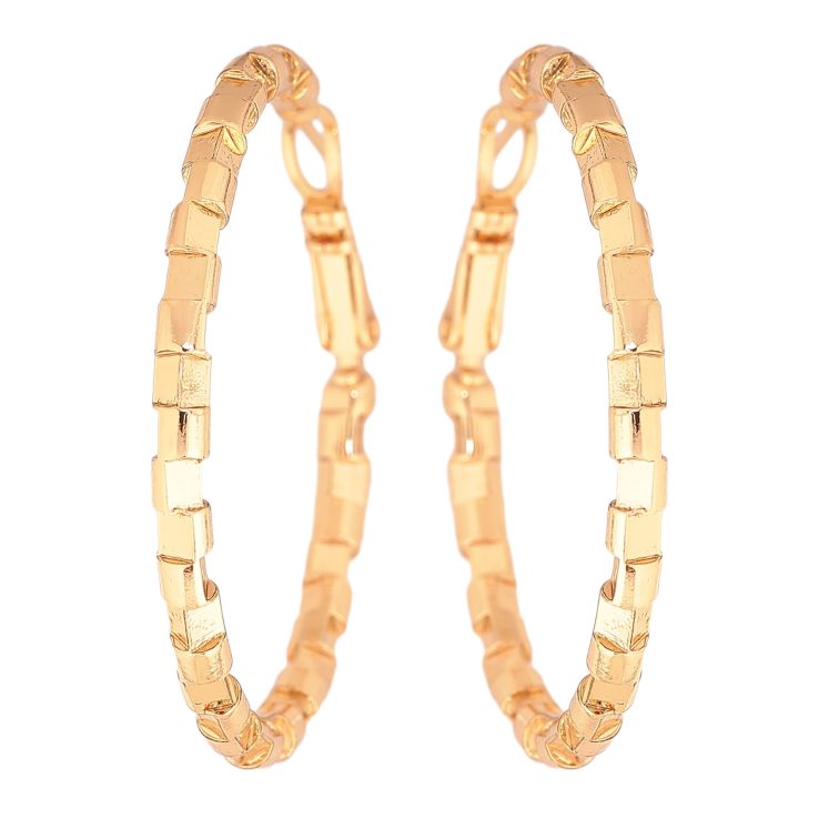 Сережки Xuping колір позолота 18K кільця (конго) декоративний візерунок ø 4см фото №14