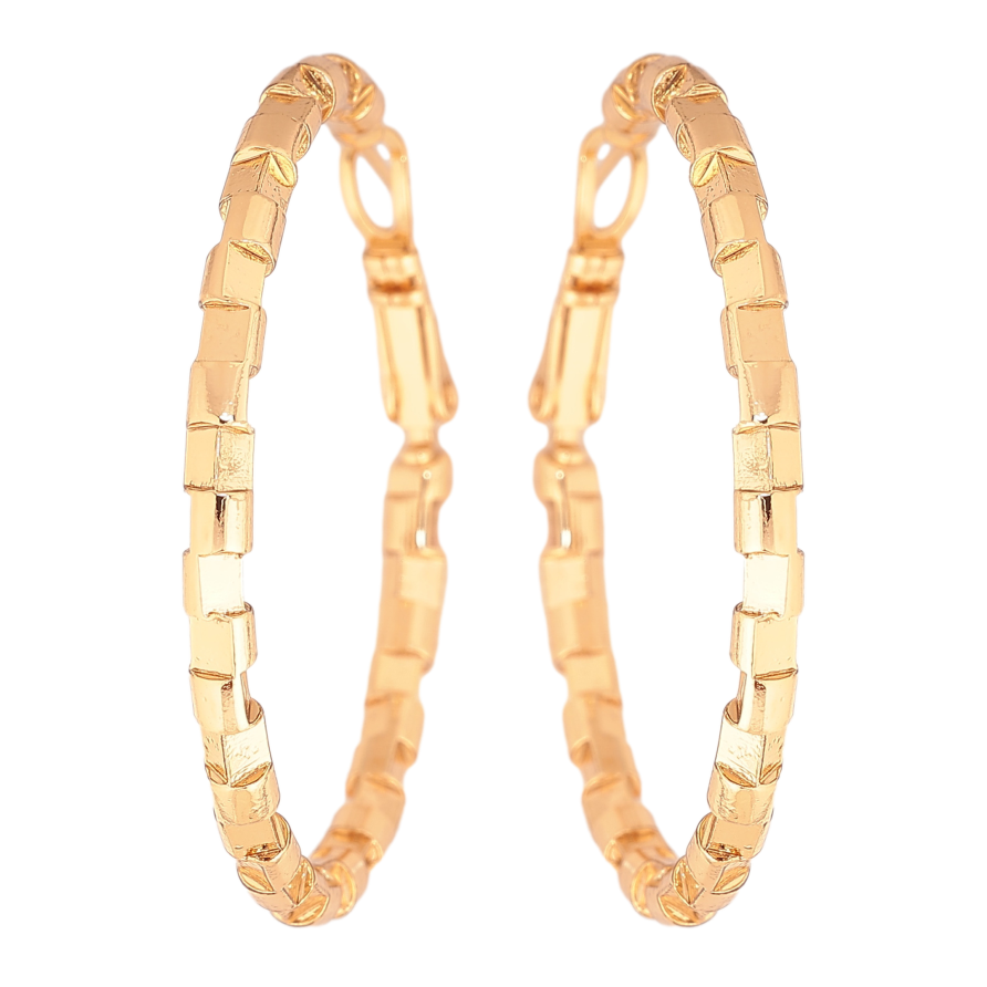 Сережки Xuping колір позолота 18K кільця (конго) декоративний візерунок ø 4см фото №1