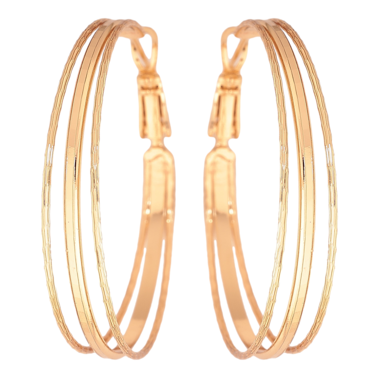 Сережки Xuping колір позолота 18K кільця (конго) декоративний візерунок ø 4см фото №11