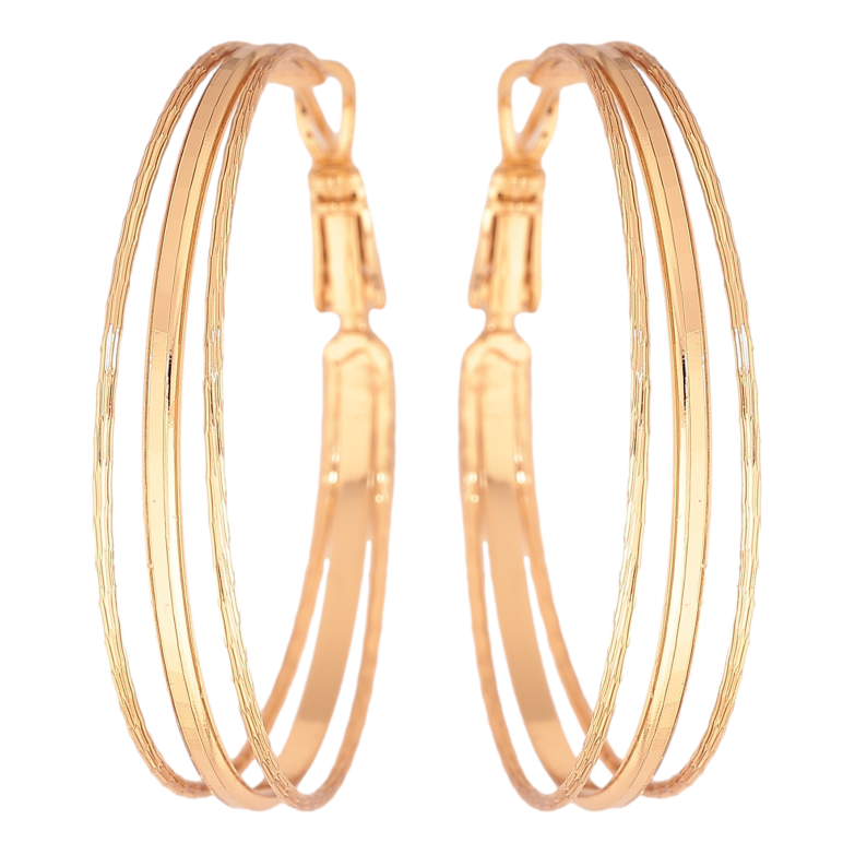 Сережки Xuping колір позолота 18K кільця (конго) декоративний візерунок ø 4см фото №1