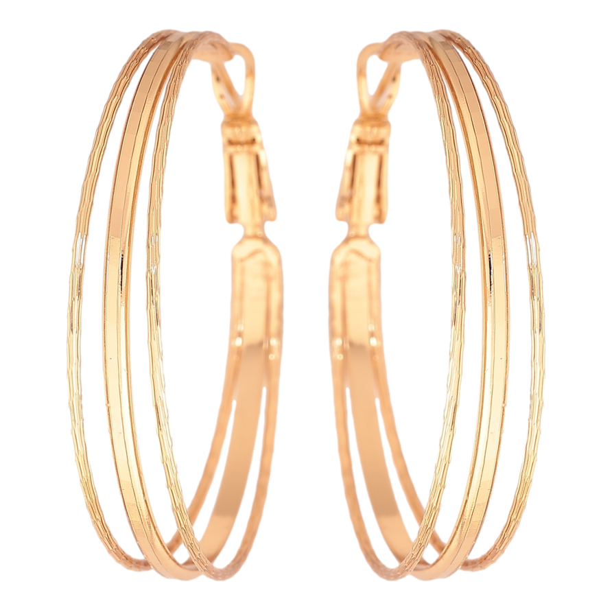 Сережки Xuping колір позолота 18K кільця (конго) декоративний візерунок ø 4см фото №1