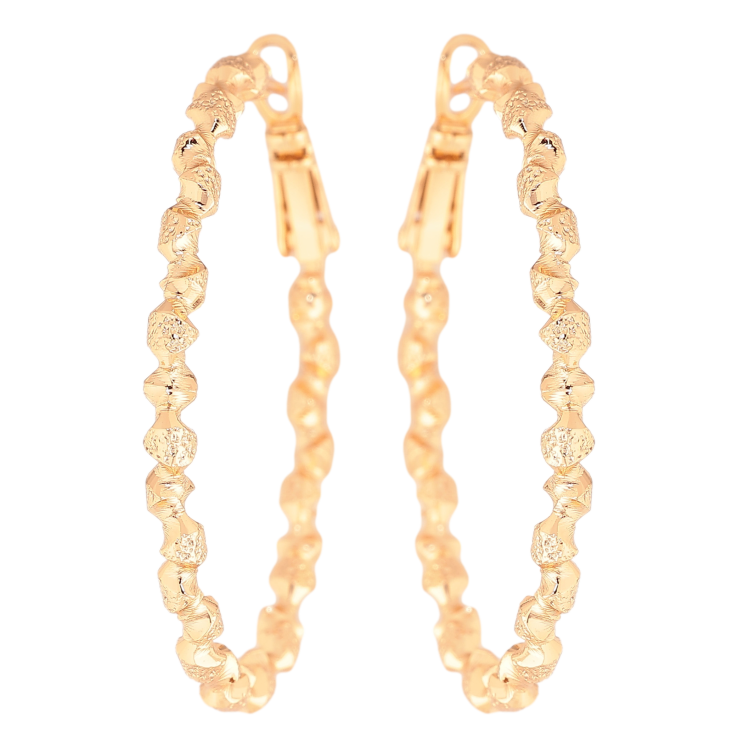 Сережки Xuping колір позолота 18K кільця (конго) декоративний візерунок ø 4см фото №9