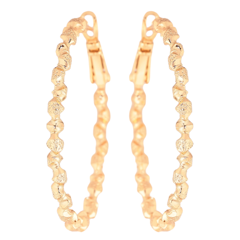 Сережки Xuping колір позолота 18K кільця (конго) декоративний візерунок ø 4см фото №1