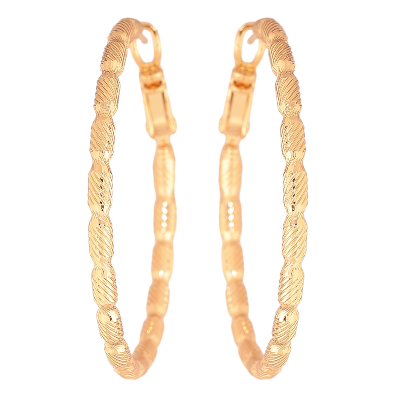 Серьги Xuping цвет позолота 18K кольца (конго) декоративный узор ø 4см фото №1