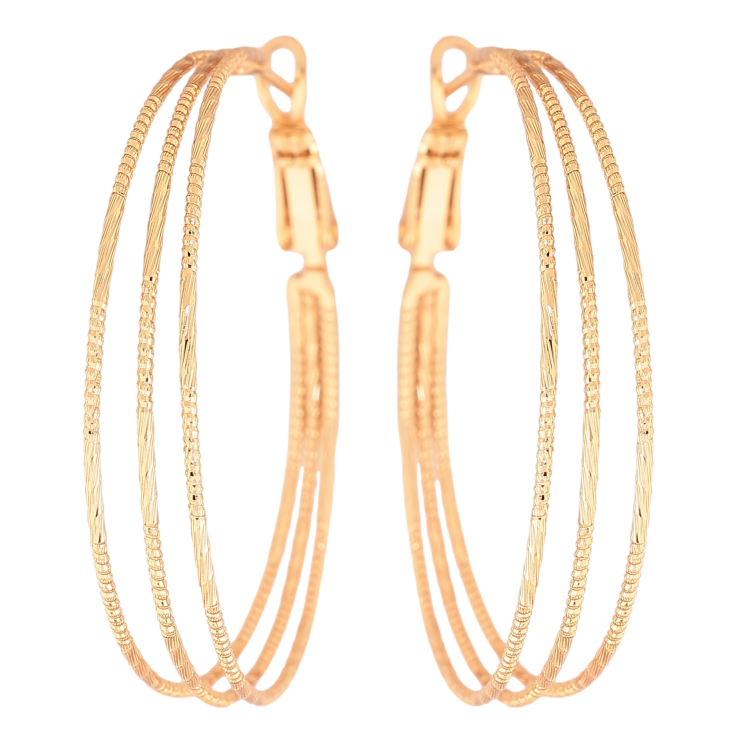 Сережки Xuping колір позолота 18K кільця (конго) декоративний візерунок ø 4см фото №23