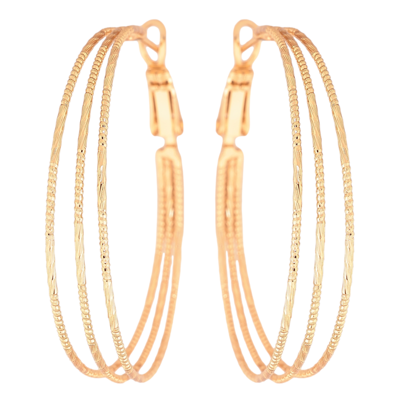 Сережки Xuping колір позолота 18K кільця (конго) декоративний візерунок ø 4см фото №1