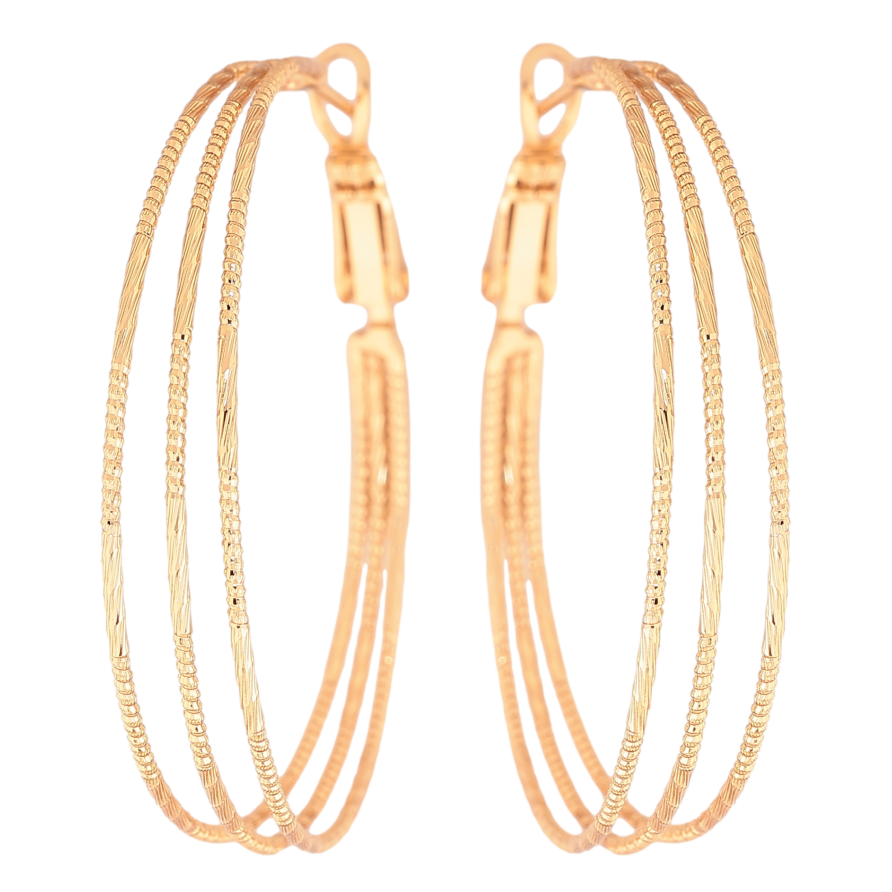 Сережки Xuping колір позолота 18K кільця (конго) декоративний візерунок ø 4см фото №1