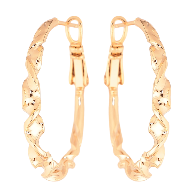 Сережки Xuping колір позолота 18K кільця (конго) декоративний візерунок ø 3см фото №22