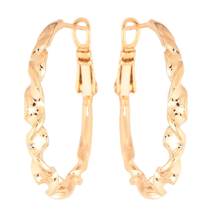 Сережки Xuping колір позолота 18K кільця (конго) декоративний візерунок ø 3см фото №1