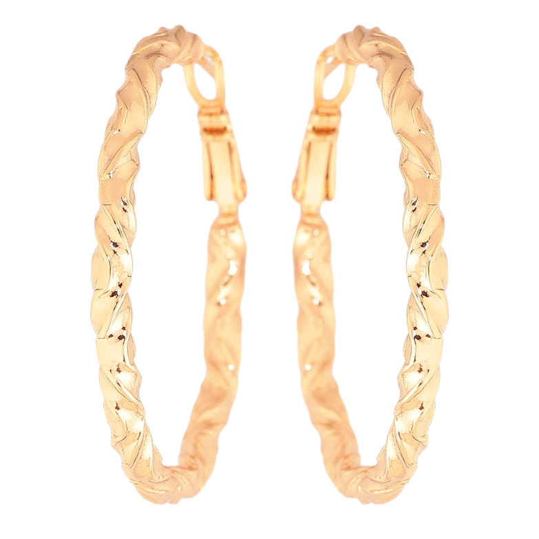 Сережки Xuping колір позолота 18K кільця (конго) декоративний візерунок ø 4см фото №1