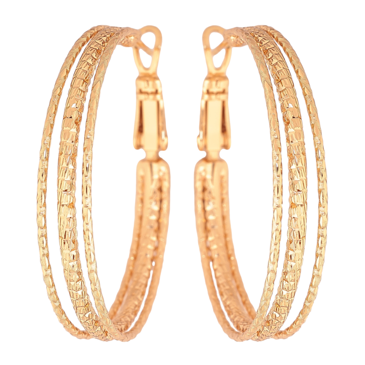 Сережки Xuping колір позолота 18K кільця (конго) декоративний візерунок ø 3.5см фото №25