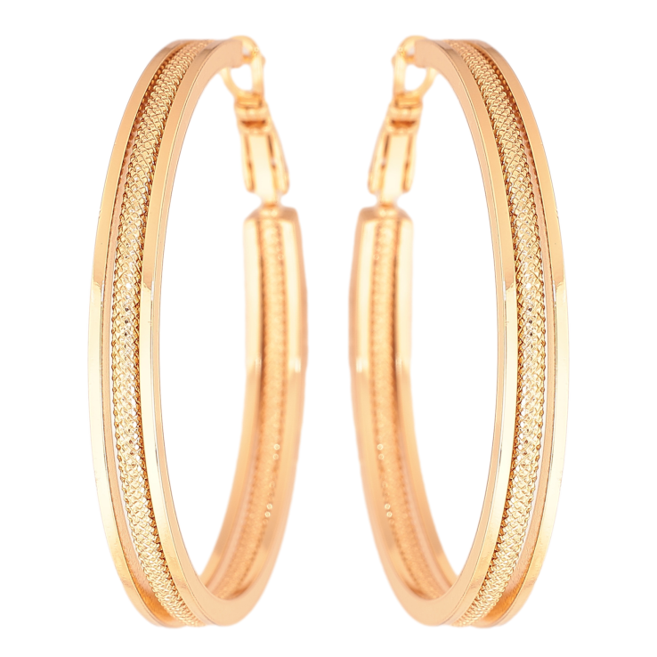 Сережки Xuping колір позолота 18K кільця (конго) декоративний візерунок ø 4.5см фото №10