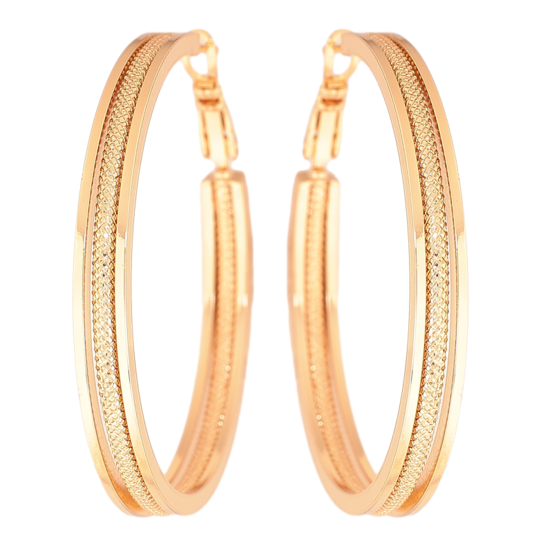 Сережки Xuping колір позолота 18K кільця (конго) декоративний візерунок ø 4.5см фото №1