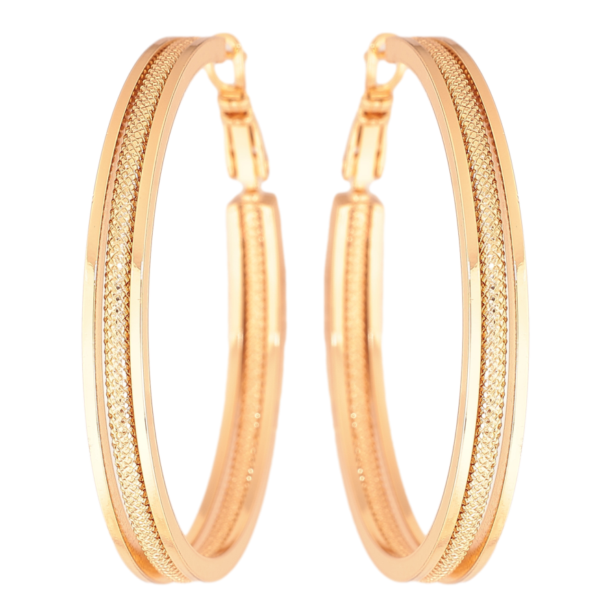 Сережки Xuping колір позолота 18K кільця (конго) декоративний візерунок ø 4.5см фото №1