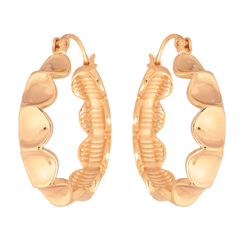 Сережки Xuping колір Позолота 18K кільця (конго) "Декоративний візерунок" ø 2.5см фото №1