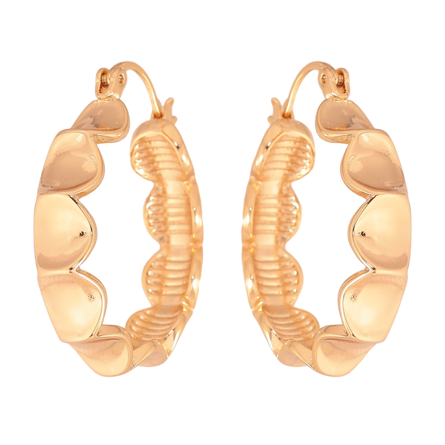 Сережки Xuping колір Позолота 18K кільця (конго) "Декоративний візерунок" ø 2.5см фото №1