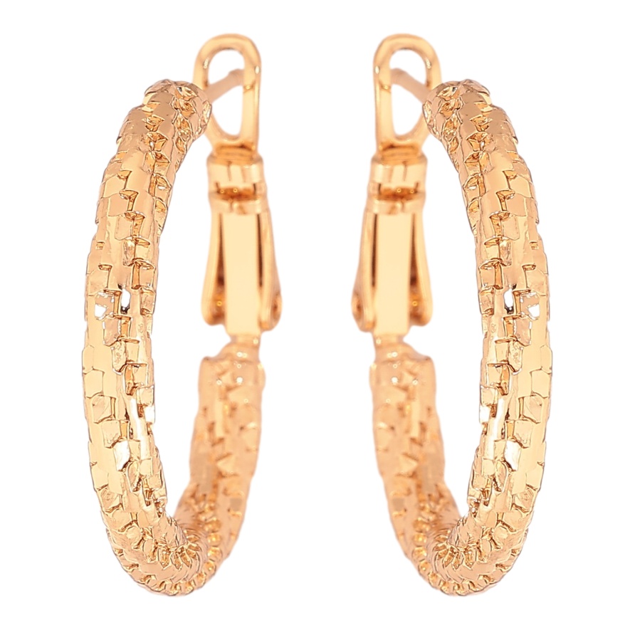 Сережки Xuping колір Позолота 18K кільця (конго) "Декоративний візерунок" ø 2.5см фото №1