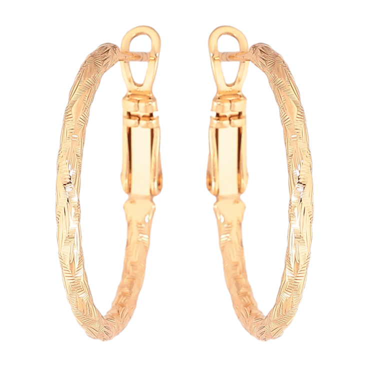 Сережки Xuping колір Позолота 18K кільця (конго) "Декоративний візерунок" ø 2.5см фото №7 Сережки Xuping колір Позолота 18K кільця (конго) "Декоративний візерунок" ø 2.5см фото №7