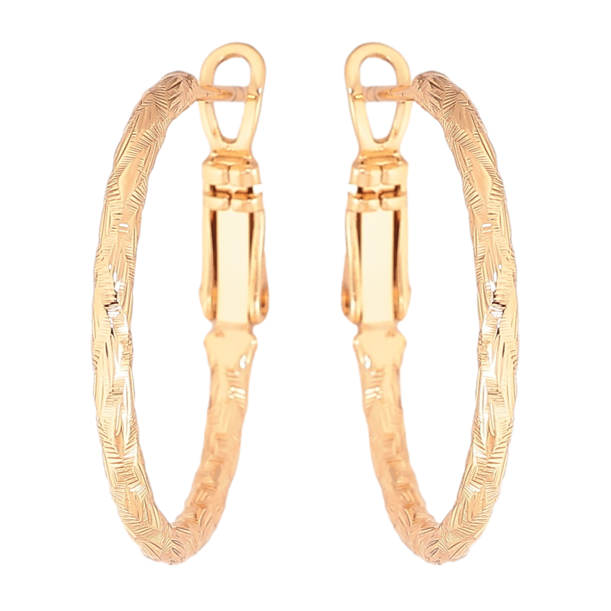 Сережки Xuping колір Позолота 18K кільця (конго) "Декоративний візерунок" ø 2.5см фото №1