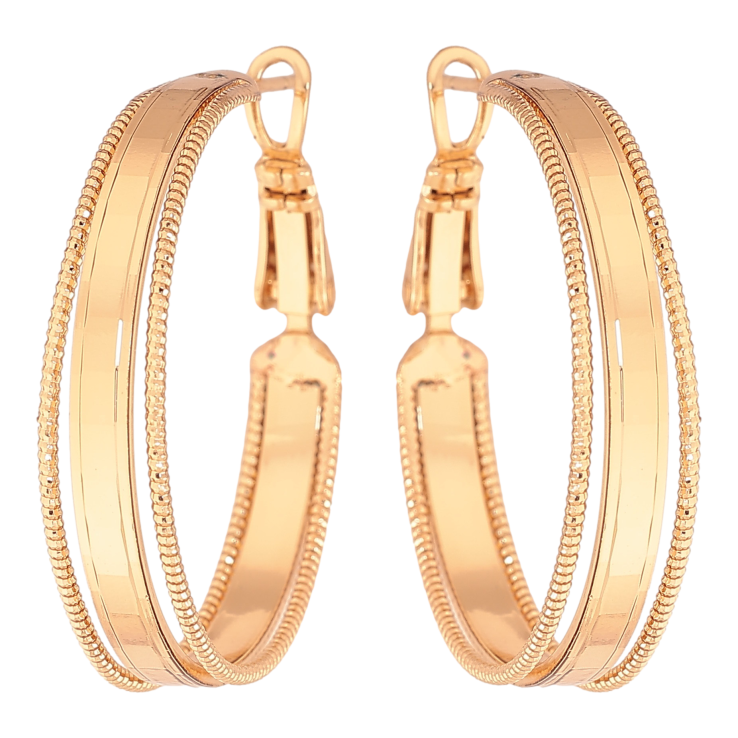 Сережки Xuping колір Позолота 18K кільця (конго) "Декоративний візерунок" ø 3см фото №6 Сережки Xuping колір Позолота 18K кільця (конго) "Декоративний візерунок" ø 3см фото №6