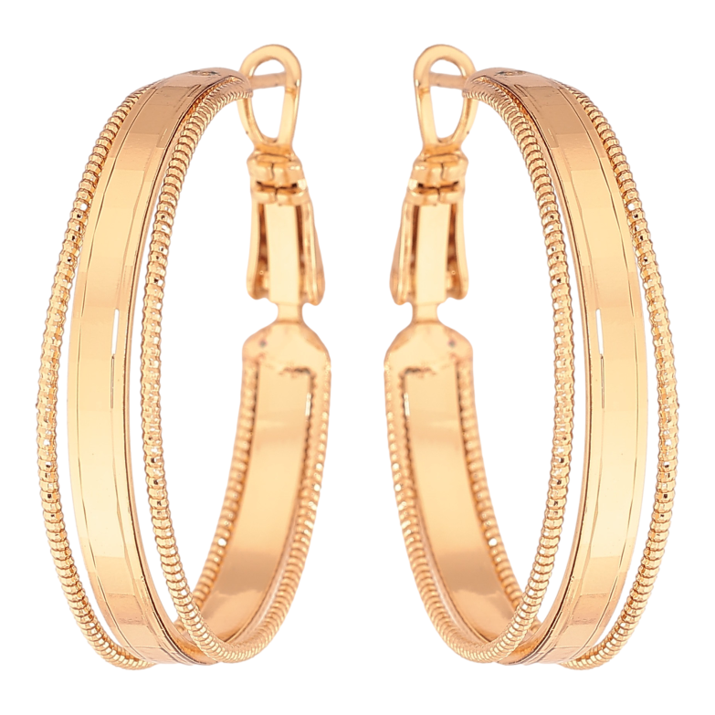 Сережки Xuping колір Позолота 18K кільця (конго) "Декоративний візерунок" ø 3см фото №2