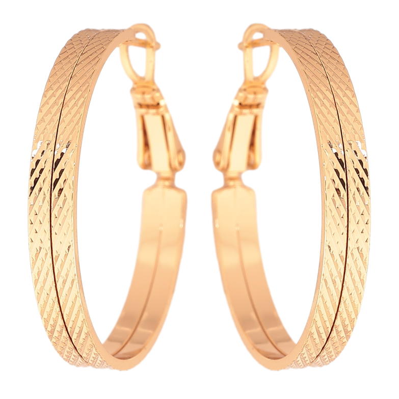 Серьги Xuping цвет Позолота 18K кольца (конго) "Декоративный узор" ø 3см фото №1