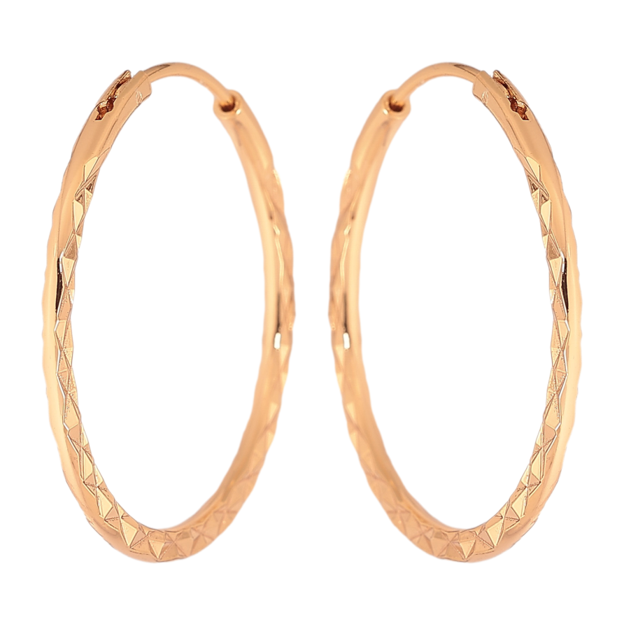 Серьги Xuping цвет Позолота 18K кольца (конго) "Декоративный узор" ø 3см фото №1