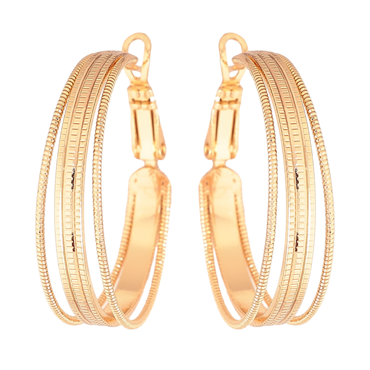 Сережки Xuping колір Позолота 18K кільця (конго) "Декоративний візерунок" ø 3см фото №23 Сережки Xuping колір Позолота 18K кільця (конго) "Декоративний візерунок" ø 3см фото №23