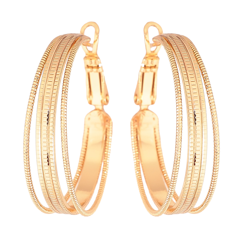 Сережки Xuping колір Позолота 18K кільця (конго) "Декоративний візерунок" ø 3см фото №1